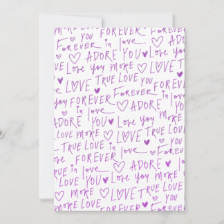 Purple Love Doodle Hearts Handwritten Pattern  Holiday Card
