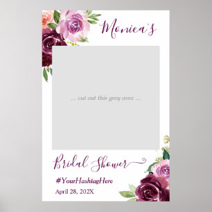 Purple Love Floral Chic Bridal Shower Photo Booth Poster