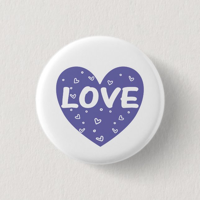 Purple love heart 3 cm round badge (Front)