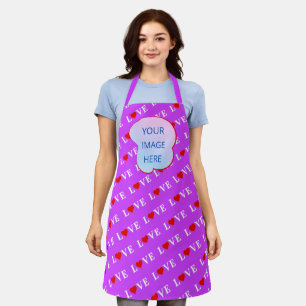 Purple LOVE Heart Elegant Apron