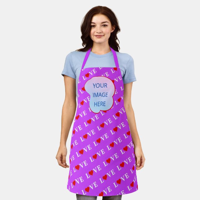 Purple LOVE Heart Elegant Apron (Worn)