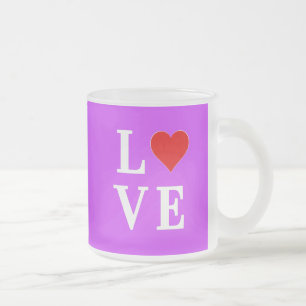 Purple LOVE Heart Elegant Stylish Frosted Glass Coffee Mug