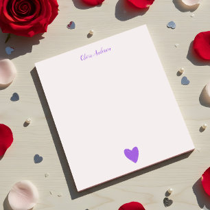 Purple Love Heart Personalised   Notepad