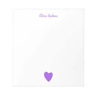 Purple Love Heart Personalised   Notepad