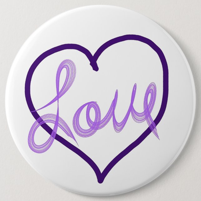 Purple Love Heart Pin Buttons (Front)