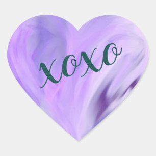 Purple Love Heart Xoxo Watercolor Painted Sticker