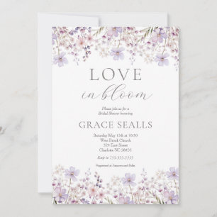purple Love Is In Bloom Bridal Shower Invitation
