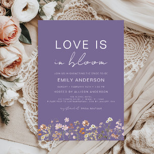 Purple Love is in Bloom Wildflower Bridal Shower Invitation