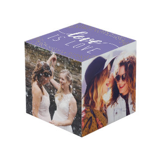 Purple Love is Love Gold Confetti - Wedding Photos Cube
