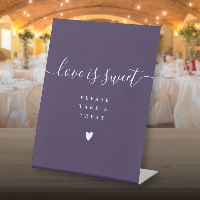 Purple Love Is Sweet Take A Treat Favour  Pedestal Sign (Purple Love Is Sweet Take A Treat Favour Pedestal Sign)
