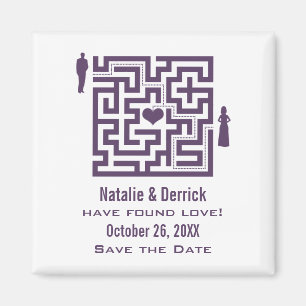 Purple Love Maze Save the Date Magnet