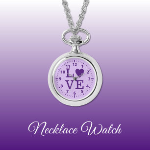 Purple Love Necklace Watch