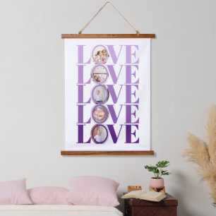 Purple LOVE photo Valentines Day Hanging Tapestry