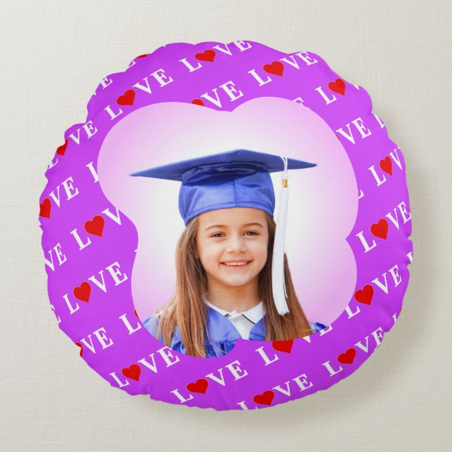 Purple LOVE Round Cushion (Front)