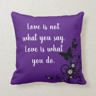 Purple Love Saying Throw Pillow