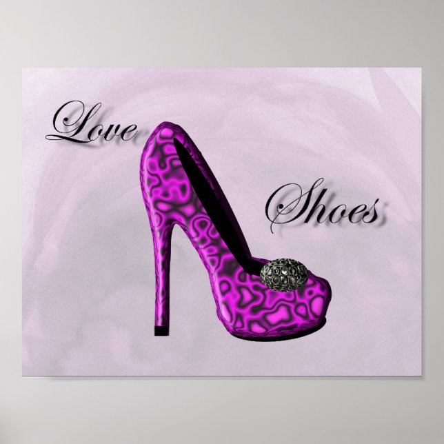 Purple Love Shoes Stiletto Fashion Poster (Front)