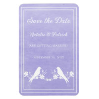 Purple Lovebird Floral Save the Date Magnet