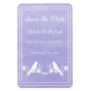 Purple Lovebird Floral Save the Date Magnet