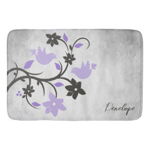 Purple Lovebirds Personalised Bath Mat