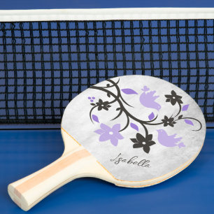 Purple Lovebirds Personalised Ping Pong Paddle