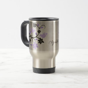 Purple Lovebirds Personalised Travel Mug
