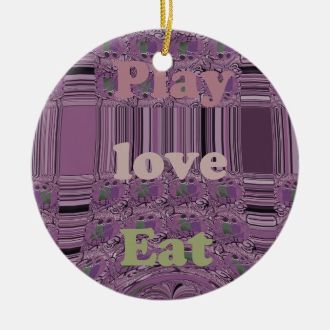 Purple  Loves &  Play Eat Africa South Traditional Ceramic Tree Decoration (Front)