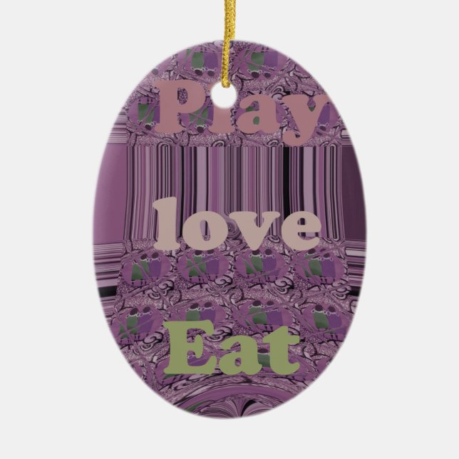 Purple  Loves &  Play Eat Africa South Traditional Ceramic Tree Decoration (Front)