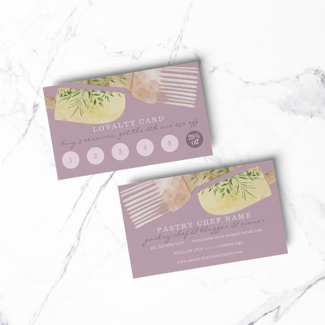 Purple Loyalty Unique Pastry Cooker Bakery Business Card (bakery business  chef)