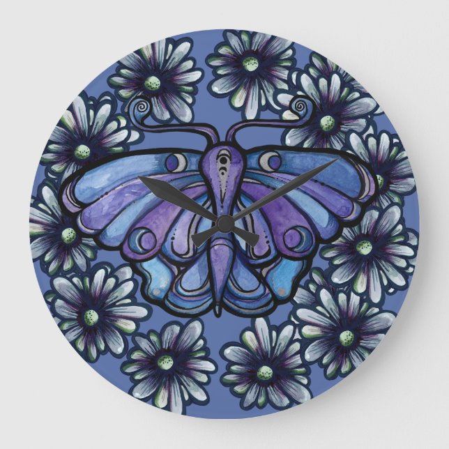 Purple Luna Moth MoonChild Moon Moths              Large Clock (Front)