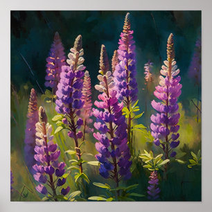 Purple Lupine Flower Art Print Poster