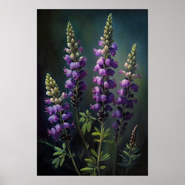 Purple Lupine Flower Art Print Poster (Front)