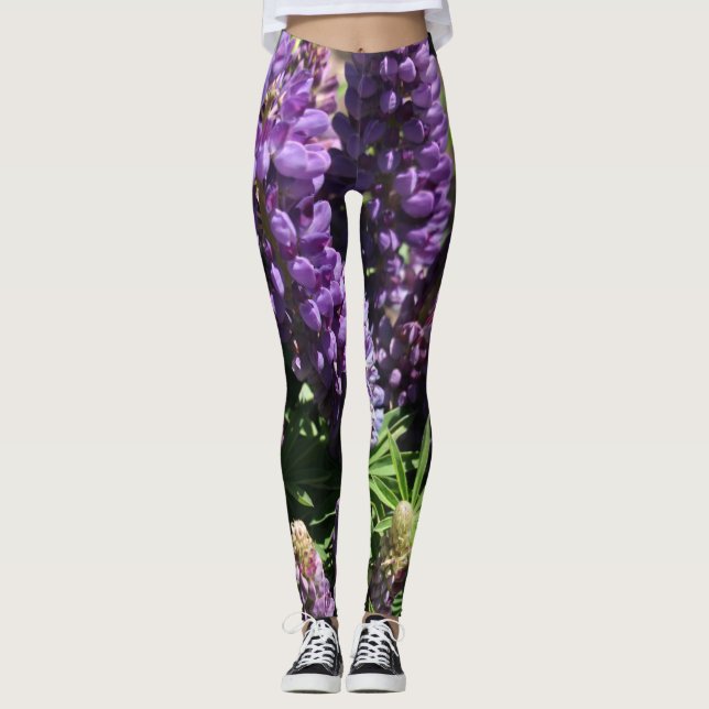 Purple Lupine Flower Leggings (Front)