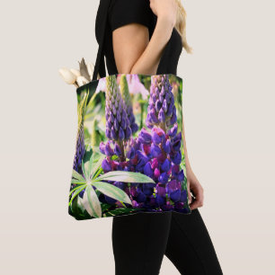 Purple Lupine Flower Trio  Tote Bag