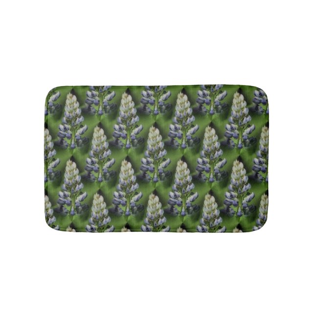 Purple Lupine Flowers Nature Pattern Bath Mat (Front)