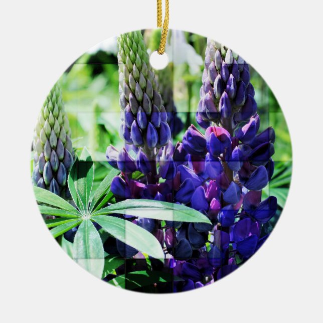 Purple Lupine Trio Flower Ornament (Front)