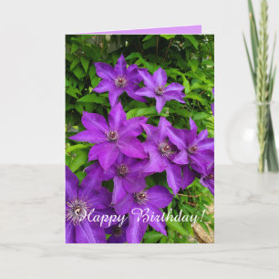 Purple Lupines Floral Happy Birthday Card