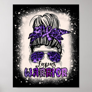 Purple Lupus Awareness Leopard Messy Bun Lupus Poster