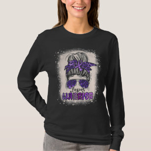 Purple Lupus Awareness Leopard Messy Bun Lupus T-Shirt