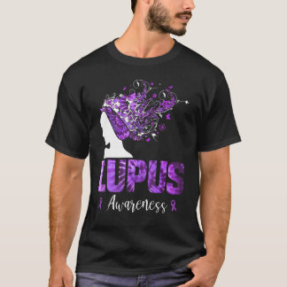 Purple Lupus Awareness Woman Tie Dye Butterflies T-Shirt