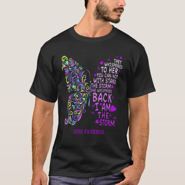 purple lupus i am the storm warrior butterfly T-Shirt (Front)