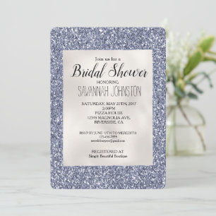 Purple Luxe Glitter Pearl White    Invitation