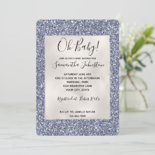 Purple Luxe Glitter Pearl White    Invitation