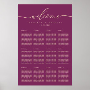 Purple Luxury Simple Wedding Table Numbers Seating Poster