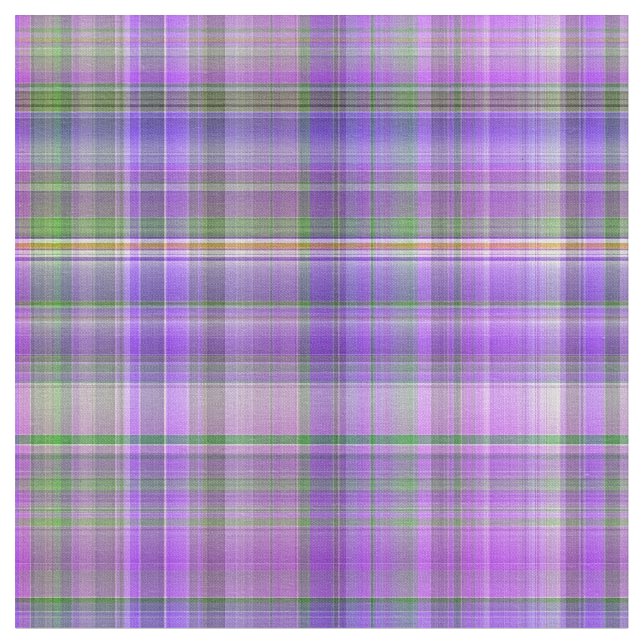 Purple Madras Plaid Stripes Print Pattern Fabric (Close Up)