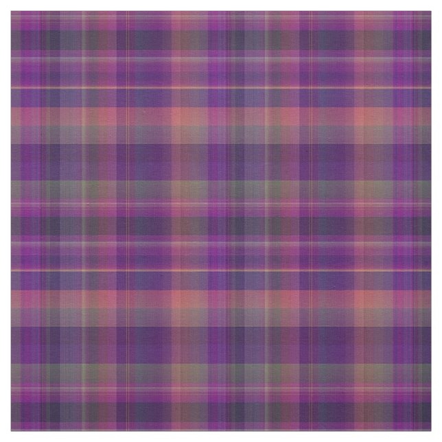 Purple Madras Plaid Stripes Print Pattern Fabric (Swatch)