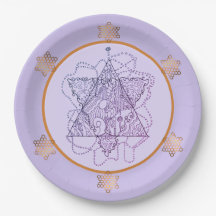 Purple Magan David Star Paper Plates