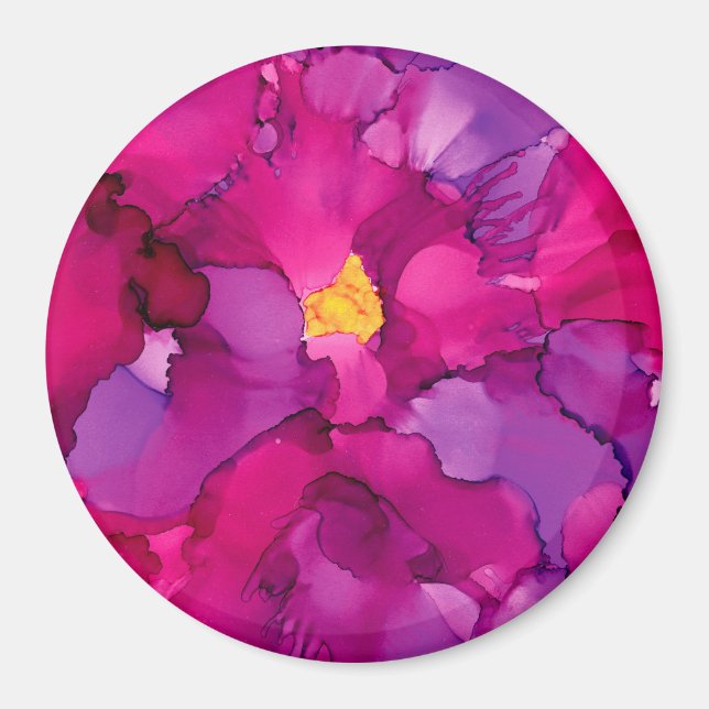 Purple Magenta Abstract Flower Magnet (Front)