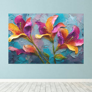Purple, Magenta, and Orange Blossoms – Abstract Wa Canvas Print