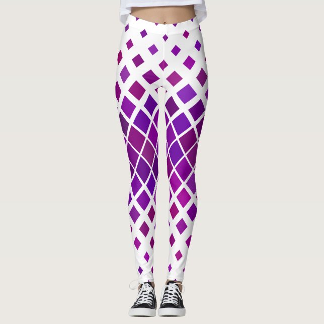 Purple Magenta Diamonds Design  Leggings (Front)
