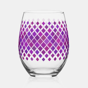 Purple Magenta Diamonds Design  Stemless Wine Glass